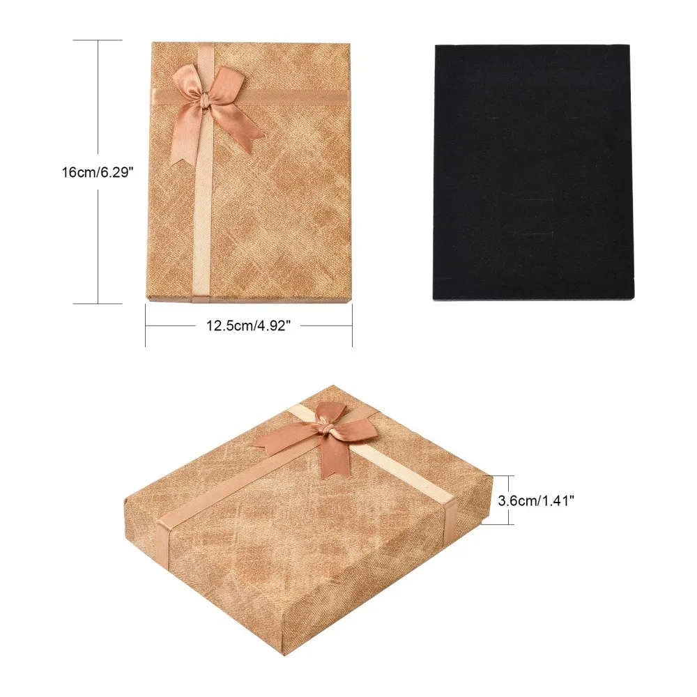 10pcs 16x12.5x3.6cm Rectangle Cardboard Jewelry Gifts Boxes Jewelry Packaging Display Box with Sponge Pad Inside