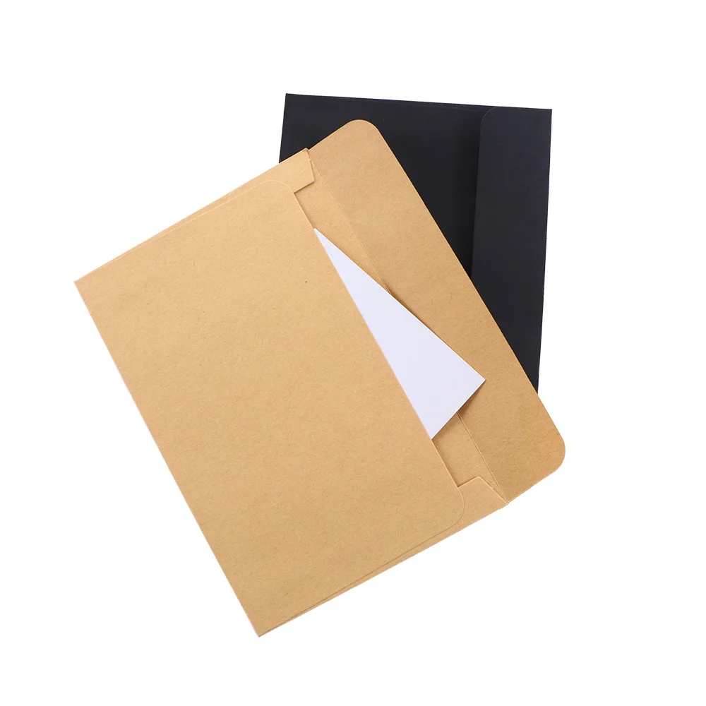 10Pcs/Pack 16cmx11cm Kraft Black Paper Envelope Message Card Letter Stationary Storage Paper Gift1