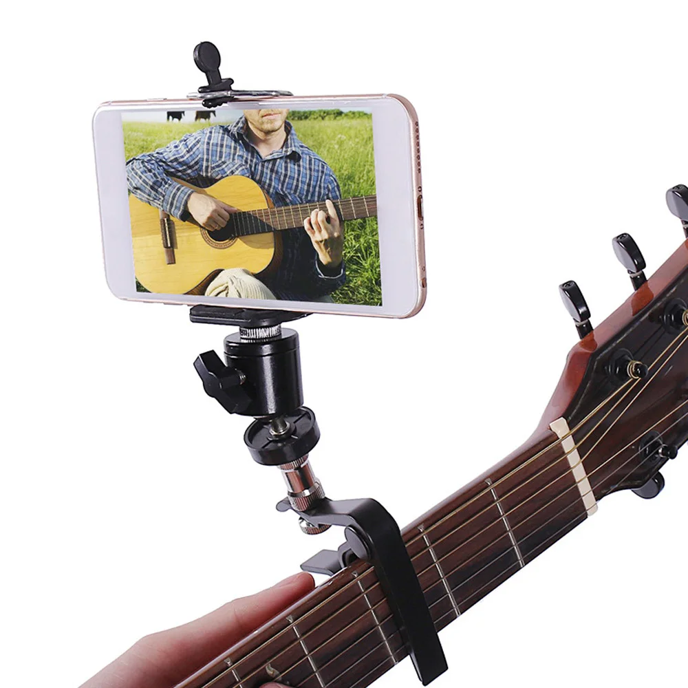 

2 in 1 Guitar Mobile Phone Holder Capo Music Sheet Clip Stand Guitar Support Bracket for Bass Folk/Electric Guitar