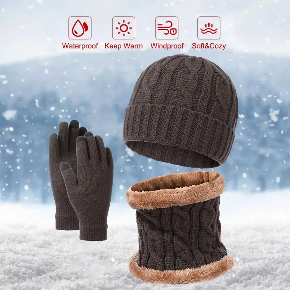 Unsiex-Conjunto de guantes de invierno para hombre y mujer, Set de guantes gruesos y cálidos a prueba de viento, gorro de ciclismo al aire libre,