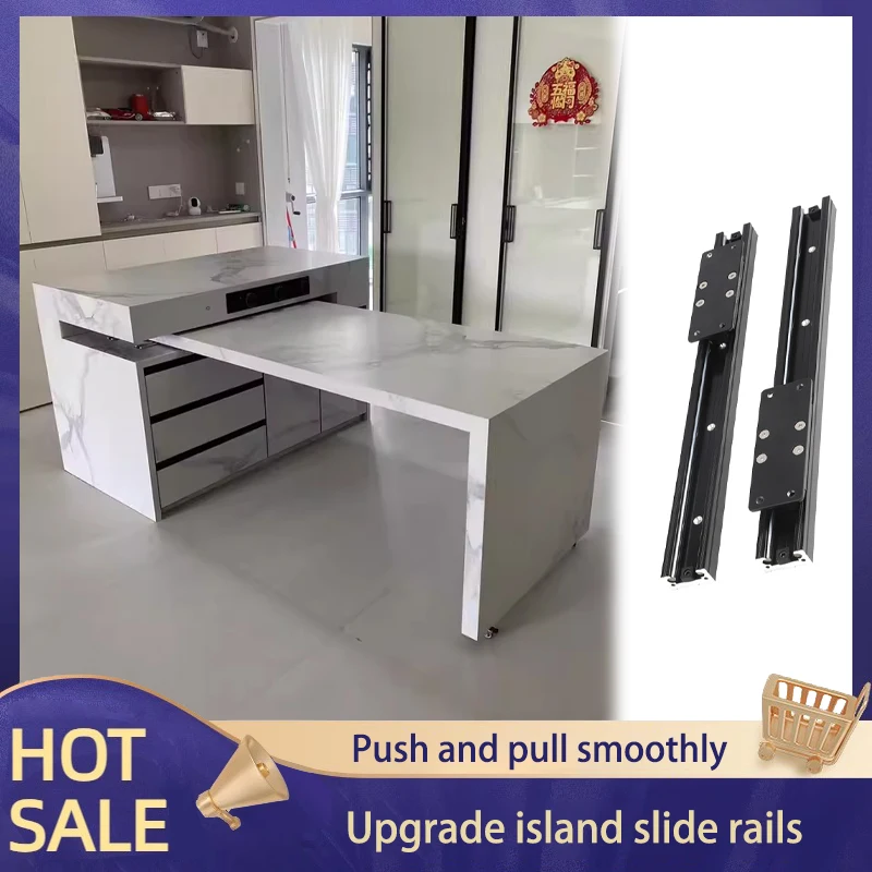 Open Kitchen Push-pull Translation Center Island Telescopic Slide Heavy-duty Linear Pull-out Rail Track Hardware Accessories