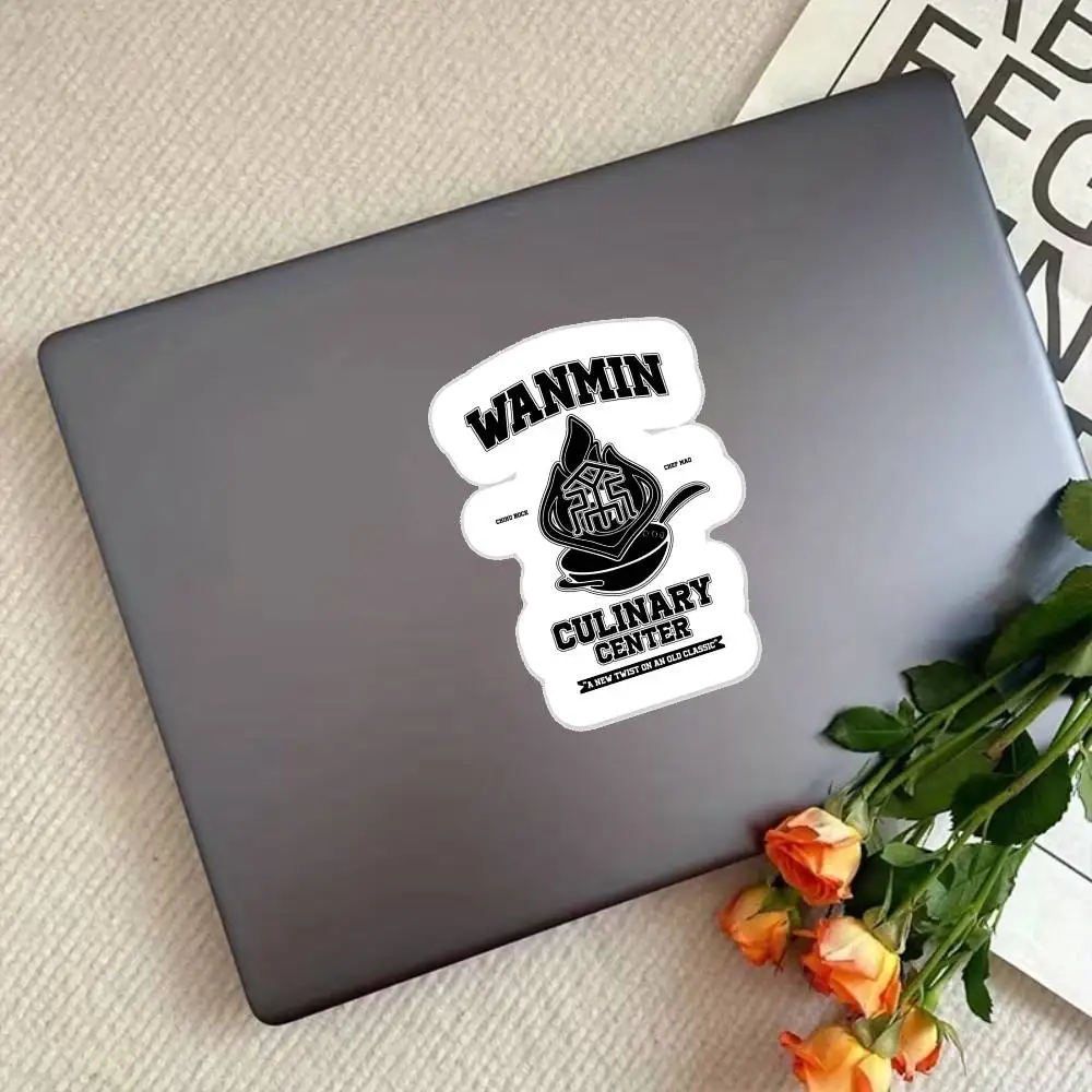Genshin Impact Wanmin Culinary Center- Black Waterproof Stickers For Decorating Car Windows Motorcycles And Computers.