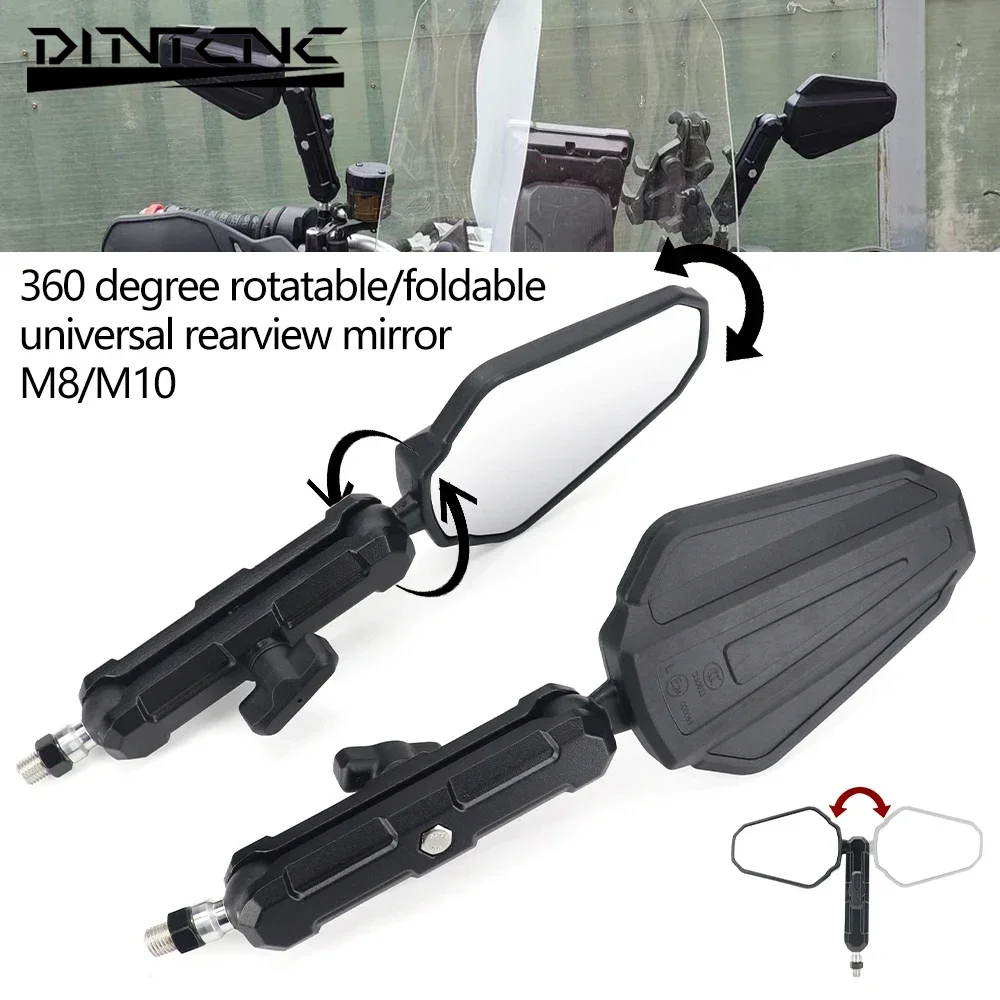 

360 Degree Rotatable Foldable Universal Rearview Mirror For Motorcycle Rally Car ADV Scooter Off-Road Vehicle Adjustable Glass