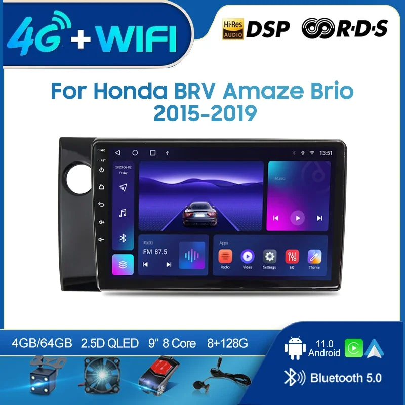 

Android Car Radio FOR Honda BRV Amaze Brio 2015-2019 Multimedia Wireless carplay android auto 4G WIFI GPS Navigation car stereo