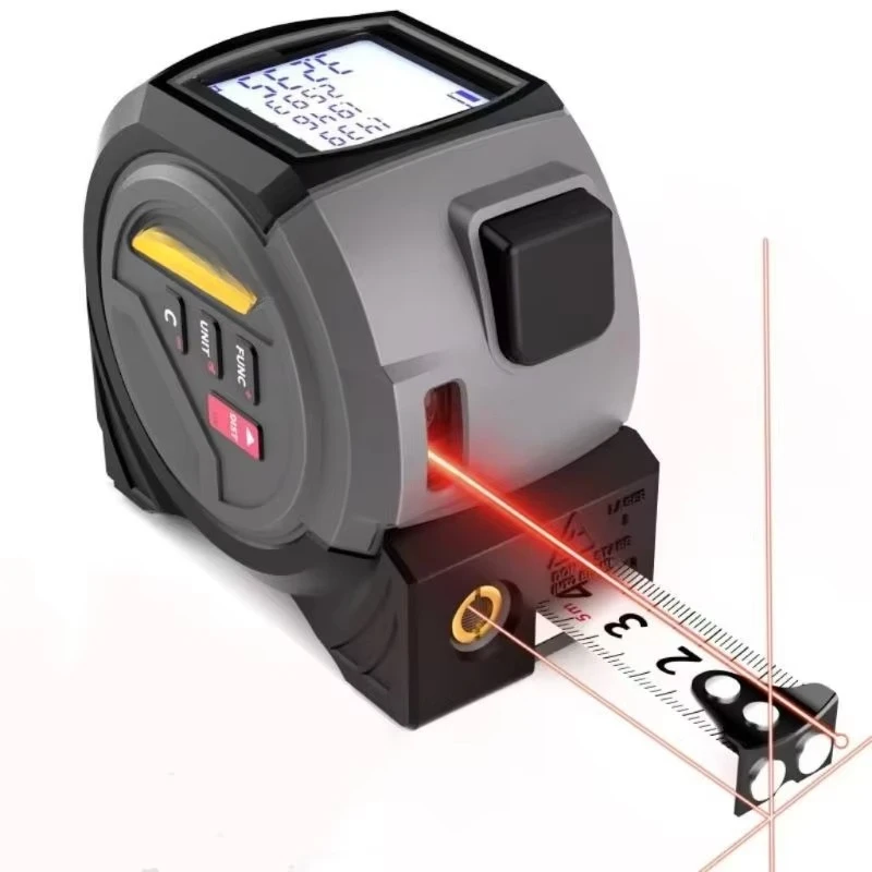 40M Measure Digital 3 in 1 Big Screen Laser Meter Distance Tape with Laser Level