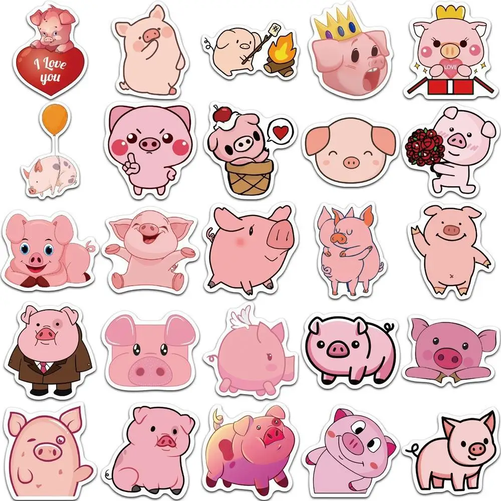 10/30/50/100Pcs cartoon Lovely pink pig Graffiti Sticker For Snowboard Laptop Luggage Car Fridge DIY Styling Vinyl Sticker