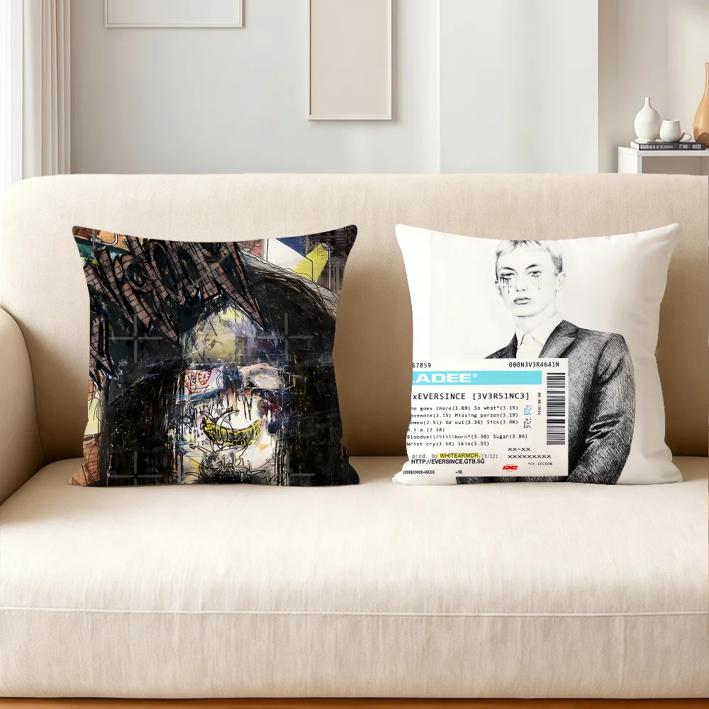 Rapper Bladee Cold Visions Pillow Case Home Decoration Cushion Cover Suitable For Bedroom Car Office Sofa