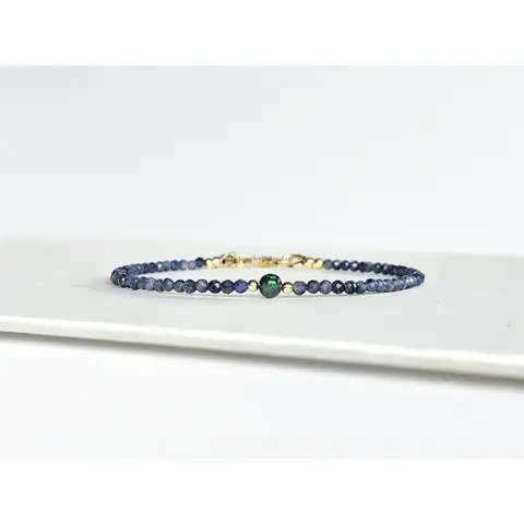 Sapphire and black opal beaded bracelet