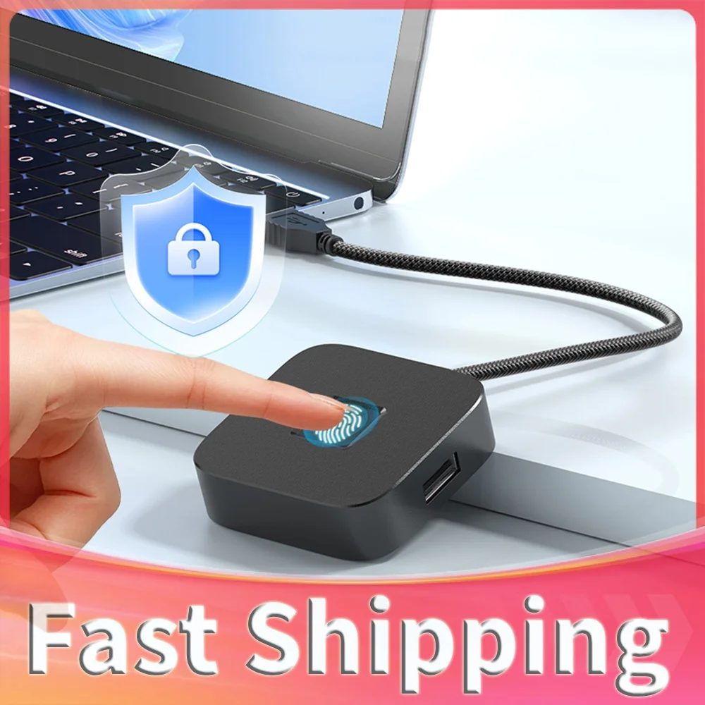 Fingerprint Scanner with USB Hub For Windows Hello Fingerprint Reader Portable USB Fingerprint Logger for Windows 10/11