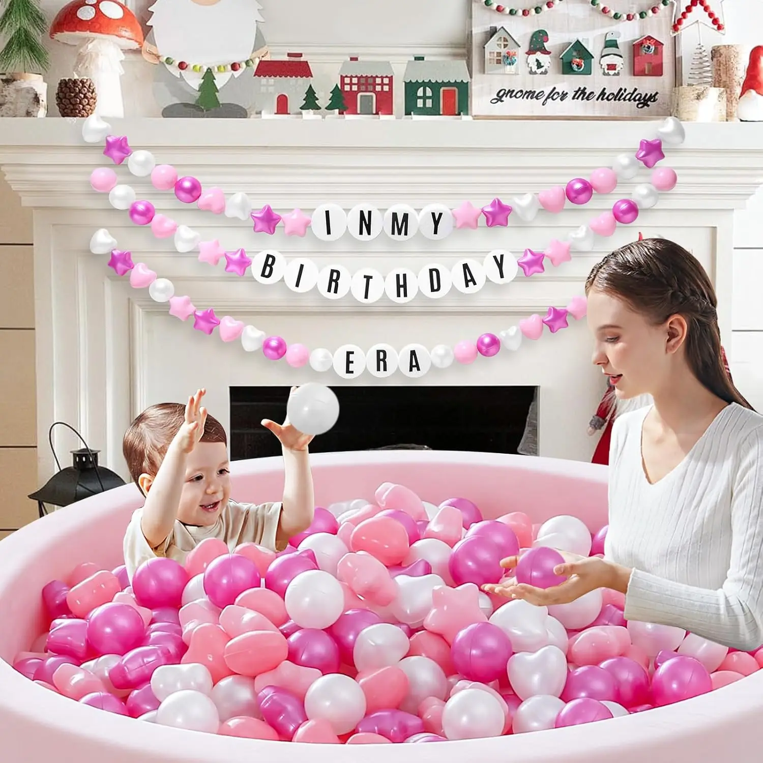 Ballenpitballen 200 roze wit paars, plastic ballen voor peuters ftalaatvrij BPA-vrij verpletterende ballen in herbruikbaar speelspeelgoed