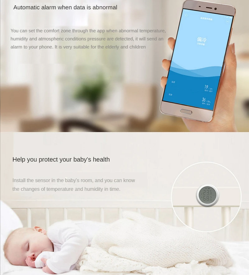 VITCOCO-Sensor inteligente de temperatura y humedad Zigbee para el hogar, Detector inteligente Tuya, higrómetro para interiores, control