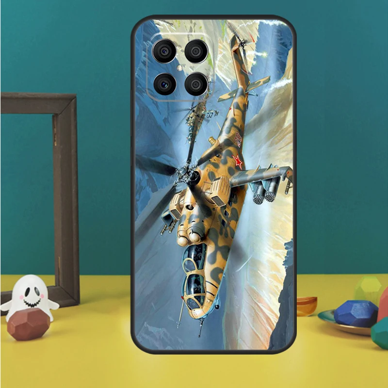 Mil Mi 24 Hind Helicopter Phone Case For Huawei P40 Lite P50 P30 P20 Pro Nova 9 5T Honor X9 X8 X7 50 Back Cover