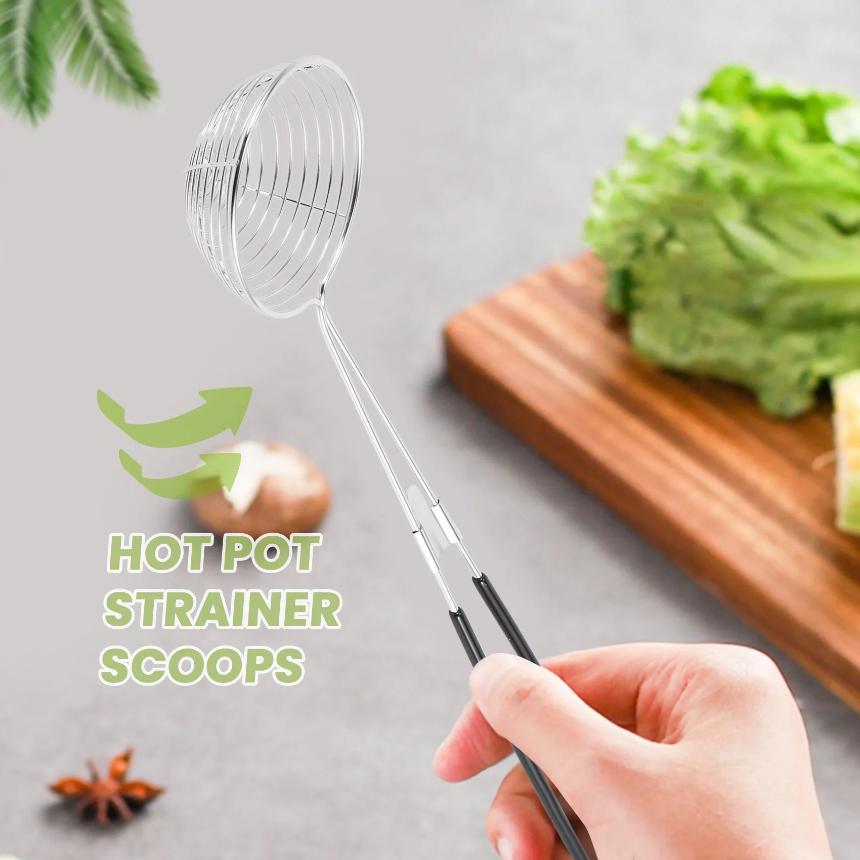AY03-Hot Pot Sieb Scoops Edelstahl Hot Pot Sieb Löffel Mesh Skimmer Löffel Asiatische Sieb Schöpfkelle mit Griff