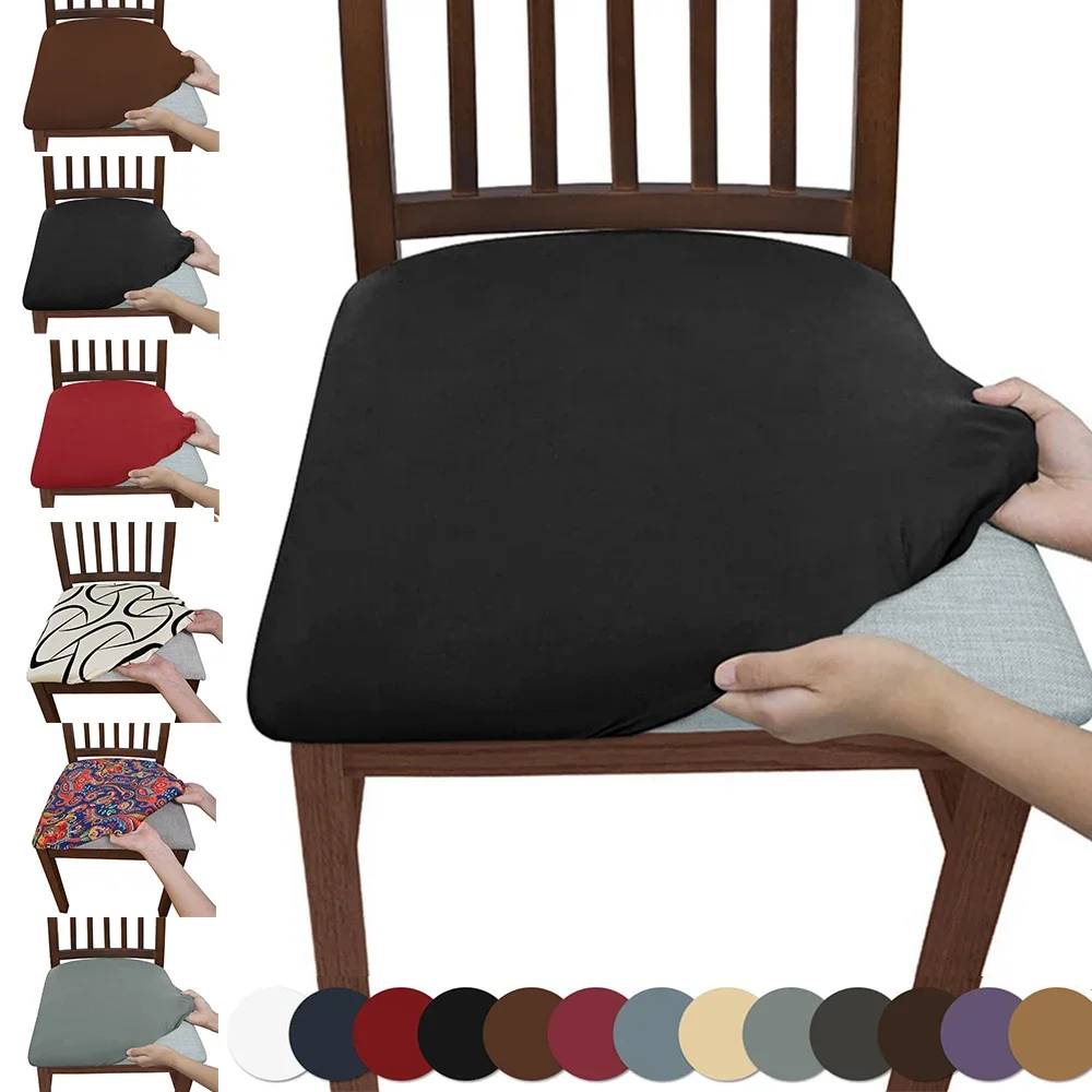 

1pc Solid Color Only for Dining Chairs Stretch Chair Seat Cover Removable Anti-dirty Seat Cushion Slipcover Monochrome Washable