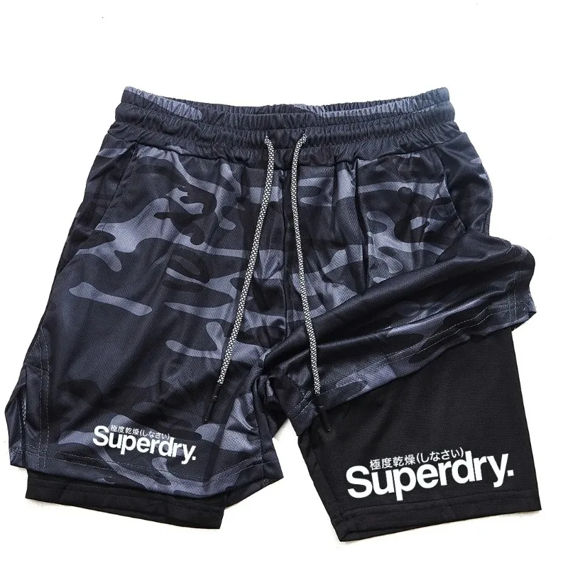 Sommer-Boxshorts für Herren, Fitness-Laufshorts, 2-in-1 Sport-Trainingsshorts, Doppelschichtige Schweißabsorbierende Dehnbare Leistungsshorts – Detail 12
