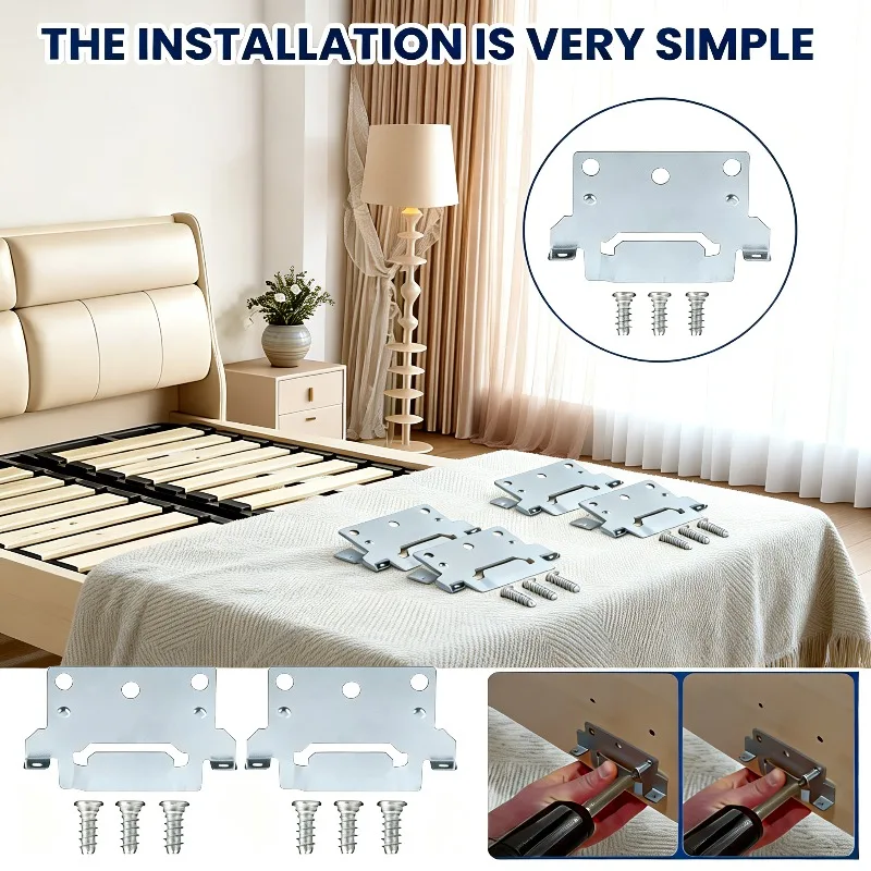 

4PCS Camping Mounting Brackets with Fitting Screws for Skorva Trysil Hemnes Malm Brimnes Bed Caravan Accessories