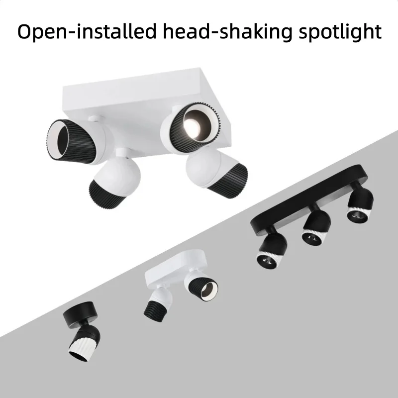 Foco LED antideslumbrante abierto para sala de estar, comedor, fondo de pared, lámpara de techo de tres cabezas de doble cabeza