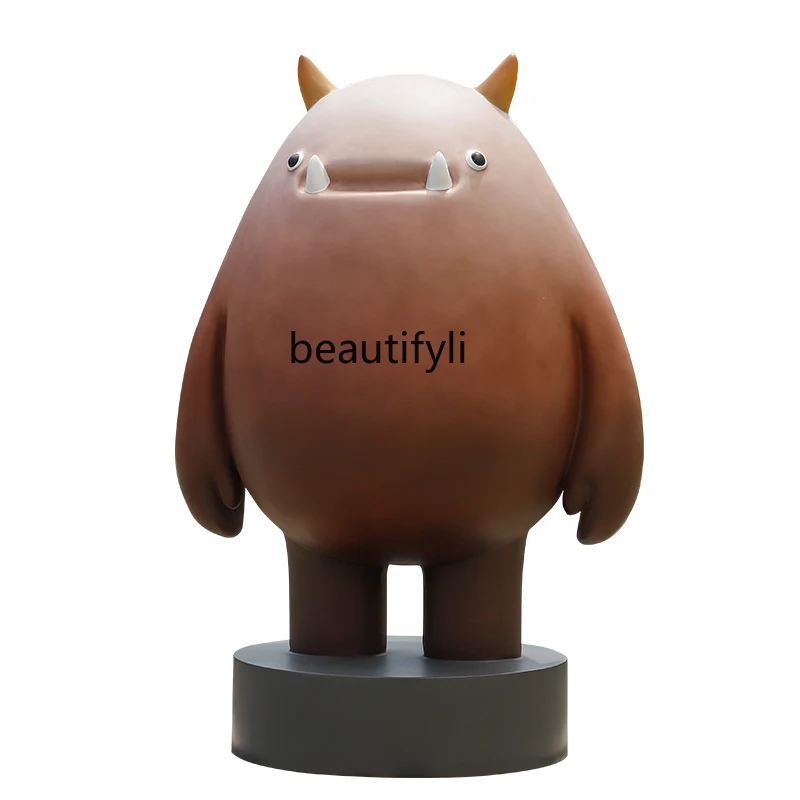 

Fiberglass cartoon animal mascot sculpture ornament shopping mall clock in pedestrian street art installation