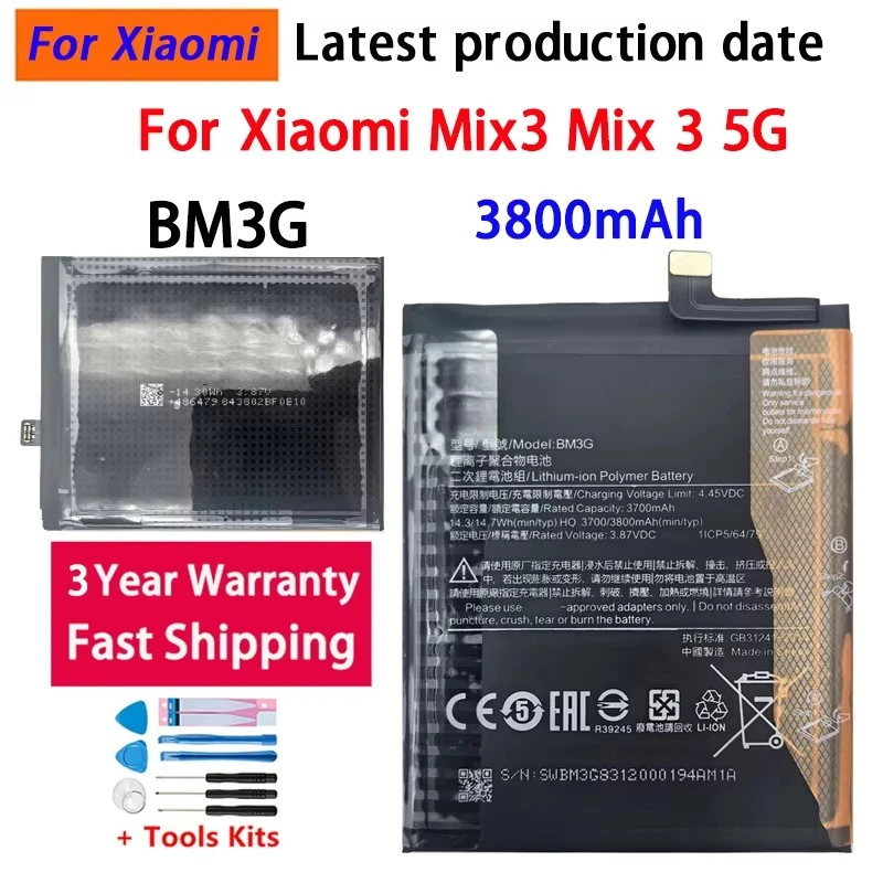 3700mAh BM3G Battery for Xiaomi Mix3 Mix 3 5G Portable Mobile Phone High Quality Replacement Batteries Bateria Batterij+Tools