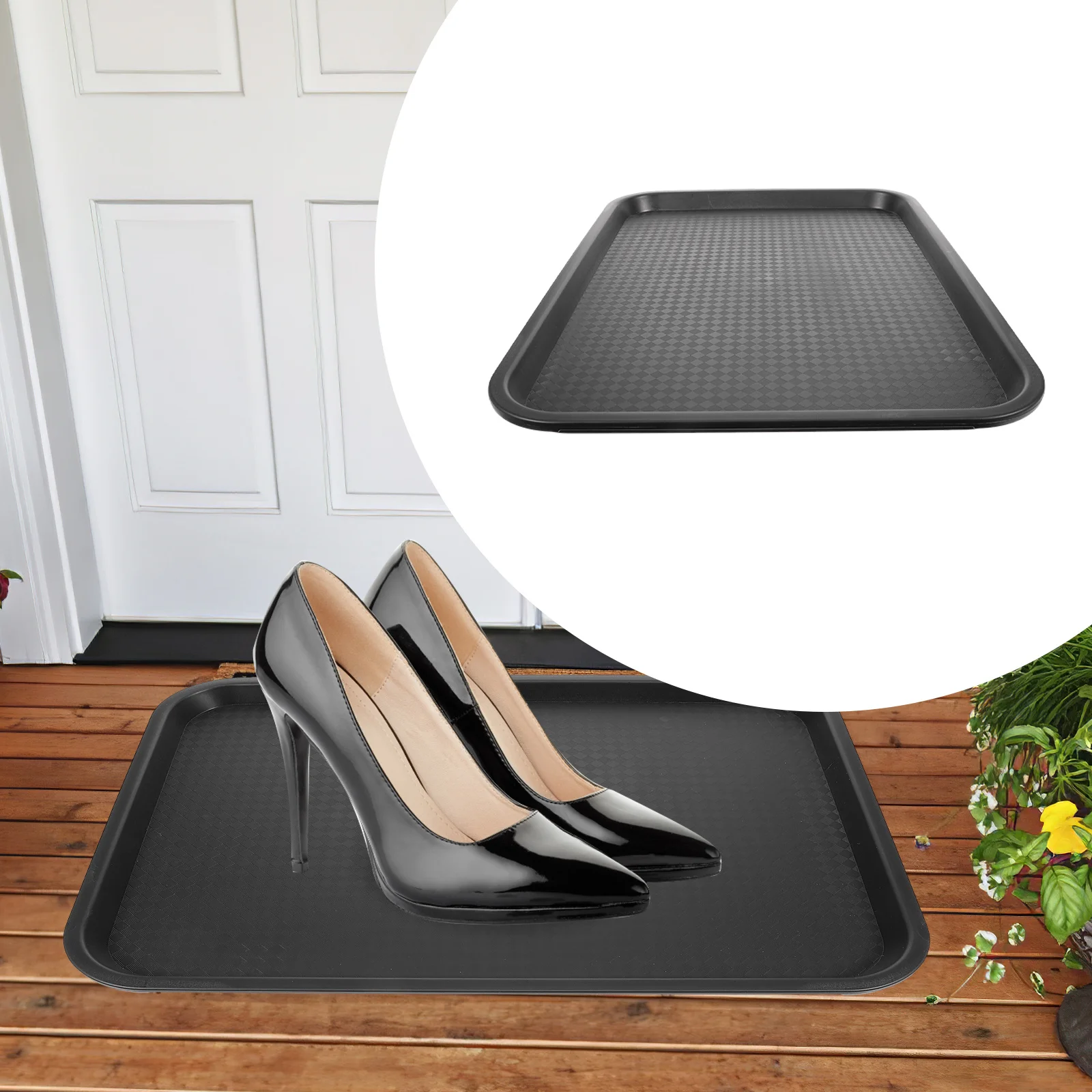 

Rectangle Serving Tray Plastic Multi-Use Storage Plate For Entryway Shoes Boot Mat Sundries Potted Plant Household Decor Tray