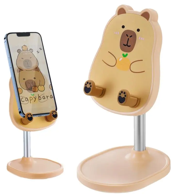 Capybara Cell Phone Stand PP metal anti-slip base pad Cute Cell Phone Holder adjustable desk phone stand Multi uses Stand