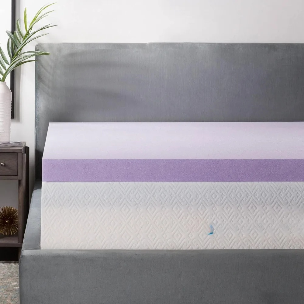 

Lavender Infused Memory Foam Mattress Topper, Ventilated Design - Lavender