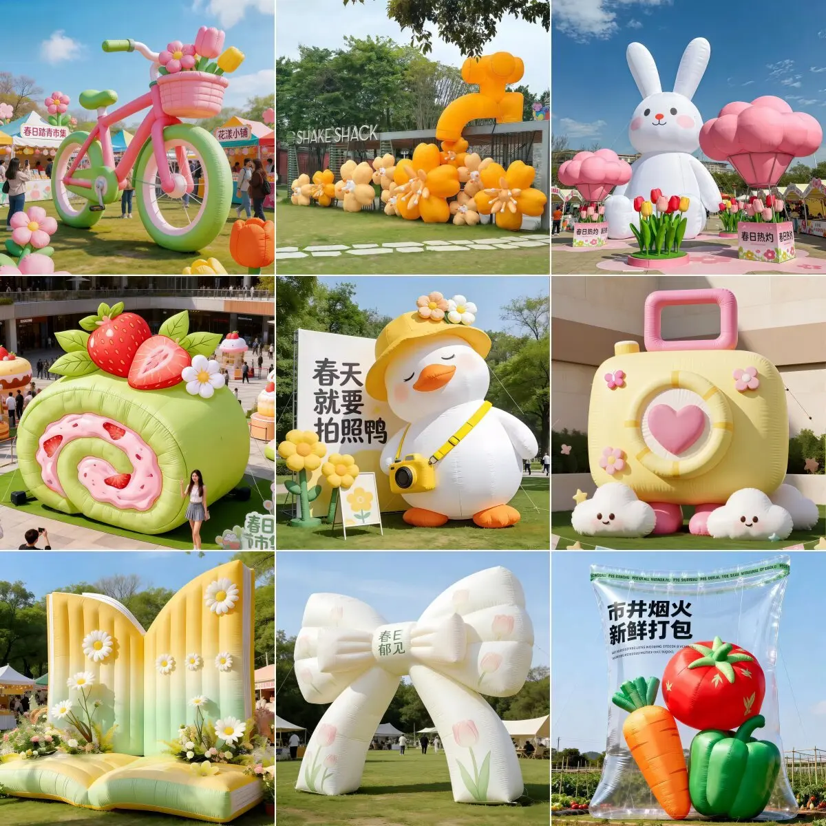 Custom Inflatable Cartoon Plush Arch, Flower Love Balloon Cloud, Internet-Friendly Balloon God of Wealth Decorative Display