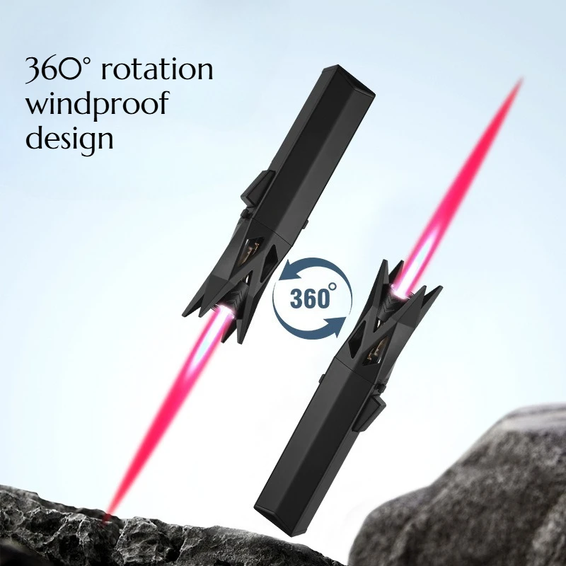 

Metal Wind-resistant Inflatable High-temperature Spray Gun Outdoor Camping BBQ Bright Red EDC Lighter Cigarette Accessorie