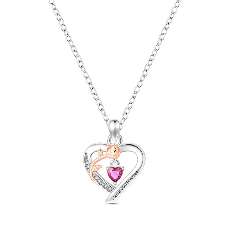

Hot Sales 925 Sterling Silver Rose Heart Necklace Classic Lucky Popular Chains For Women Girls Birthday Graduation Jewelry Gifts