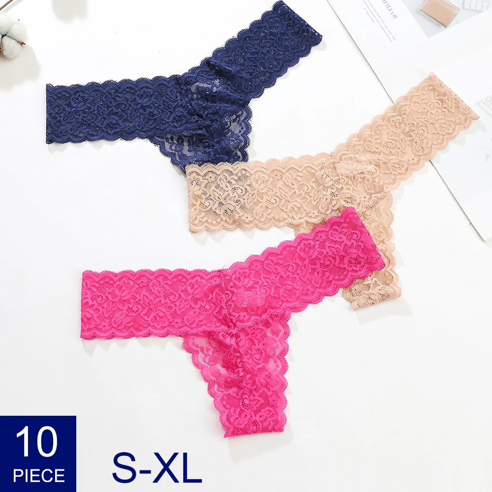 10 Pcs/Set Plus Size Women Panties Lace Underwear For Ladies Lingerie Female G Strings Thong Sexy G-Strings Panty  Sex Wholesale