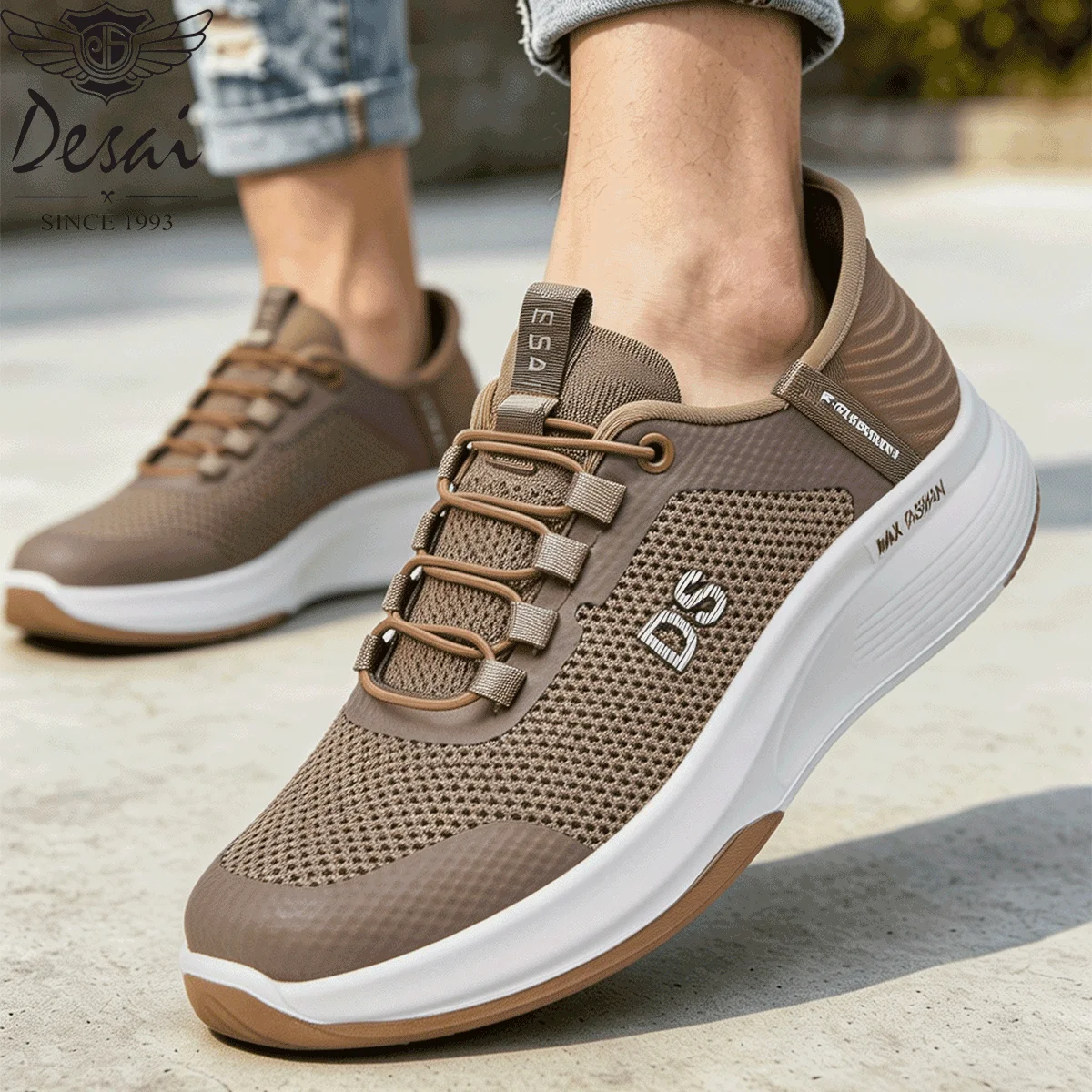 Desai Men's 2026 Autumn Flexible Quick‑on Casual Sports Shoes Breathable Mesh Thick Sole Sneakers School Supplies Daily Travel