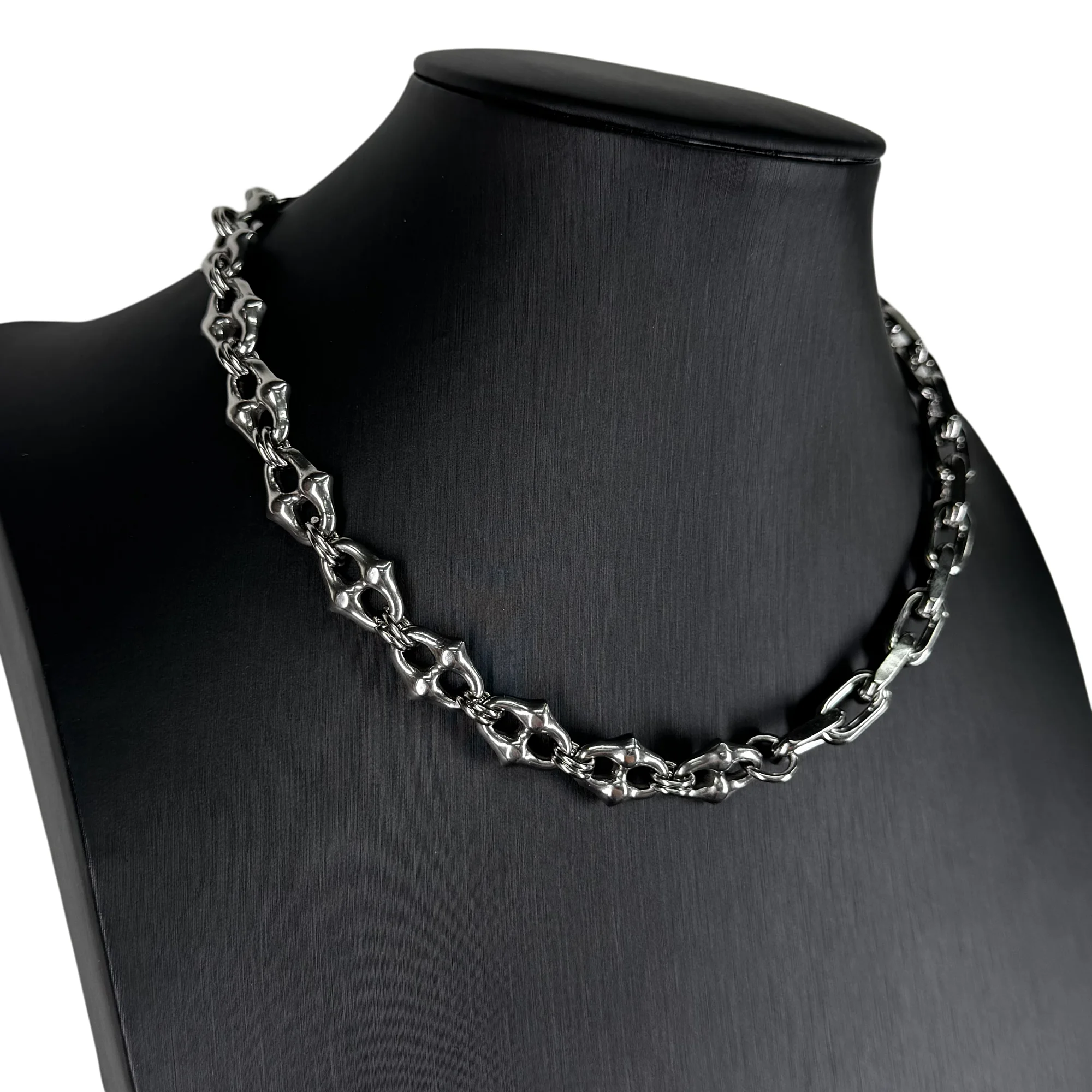  Y2K Gothic Punk Spike Link Kettchen Halskette Silber Dicke Kette Verstellbar Hip Hop Streetwear Unisex Modeschmuck – Detail 3