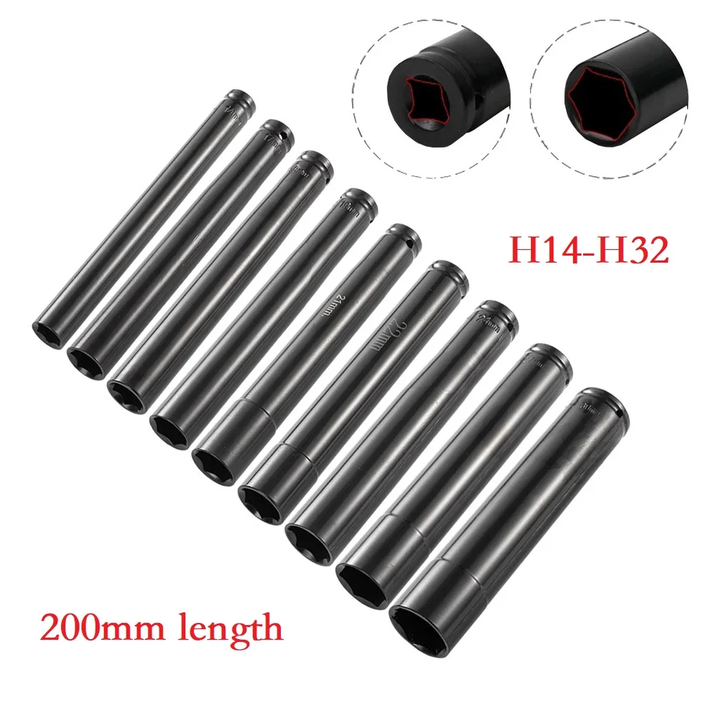 1pc 8inch Hex Socket 200mm Wrench Socket 1/2 Drive Deep Wrench Socket Adapter Spanner Converter Reducer Electric Hex Wrench Head