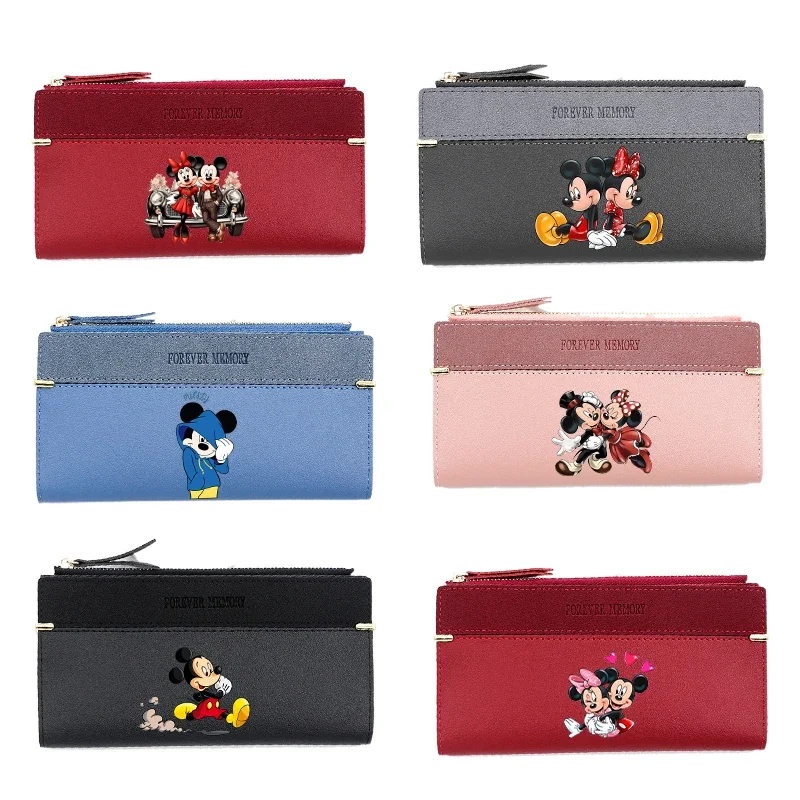 

Mickey Mouse Minnie Women Wallet Disney Cartoon Anime Print Zipper Purse Portable High-capacity Card Bag Girl Zero Wallet Gift