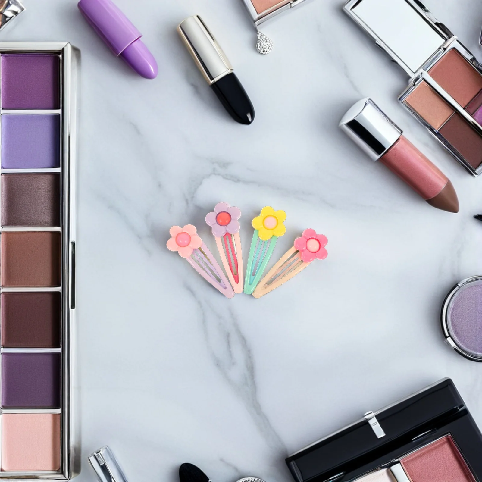 

16Pcs Cute Hair Clips for Girls Candy Color Floral Clips Soft Comfortable Flower Hair Accessories for Kids Bangs Styling Korean