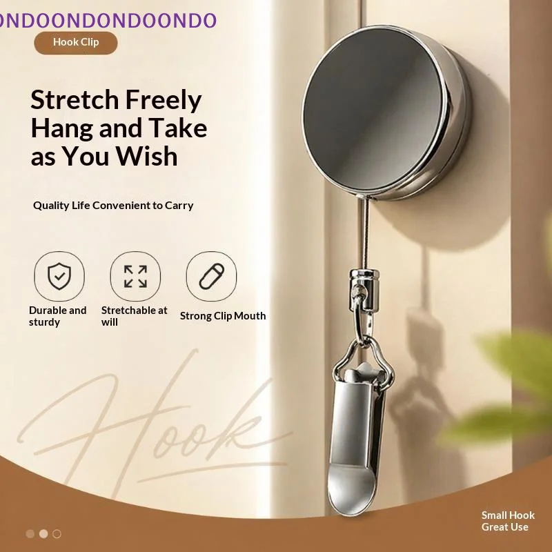 Automatic Retractable Towel Rack, No Punching Self-adhesive Wall Hanging Towel Holder, Automatic Rebound With Strong Clip
