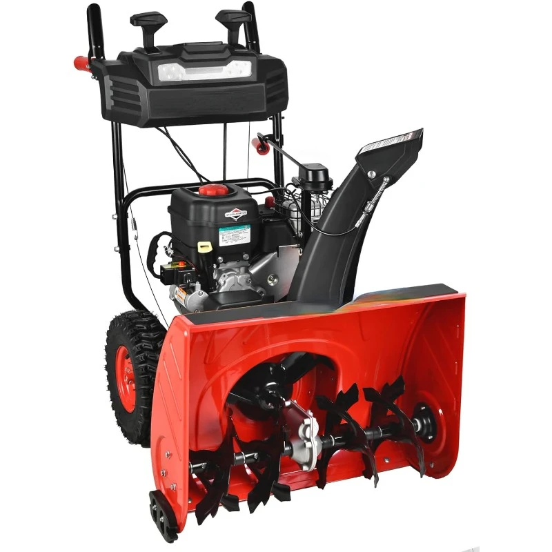 24 Inch Snow Blower Gas Powered, 2-Stage 208cc B&S Engine with Electric Start, Led Light, Hand Warmer, Self Propelled