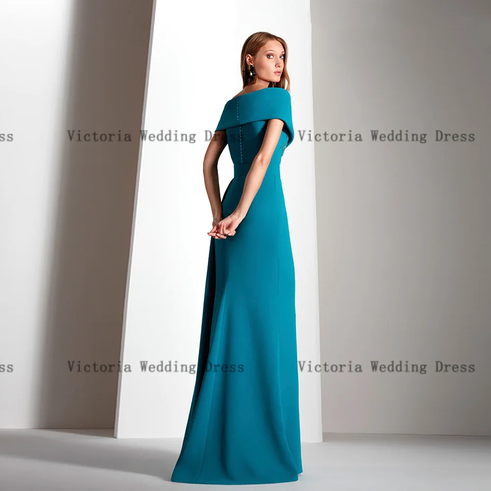 Vestidos Elegantes con hombros descubiertos para madre de la novia, vestidos de fiesta de boda con cuello en V, apliques plisados, longitud hasta el suelo