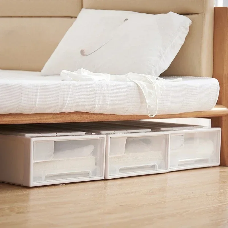 Extended flat drawer storage box, bed bottom storage box, clothing finishing box, shoe box can be stacked