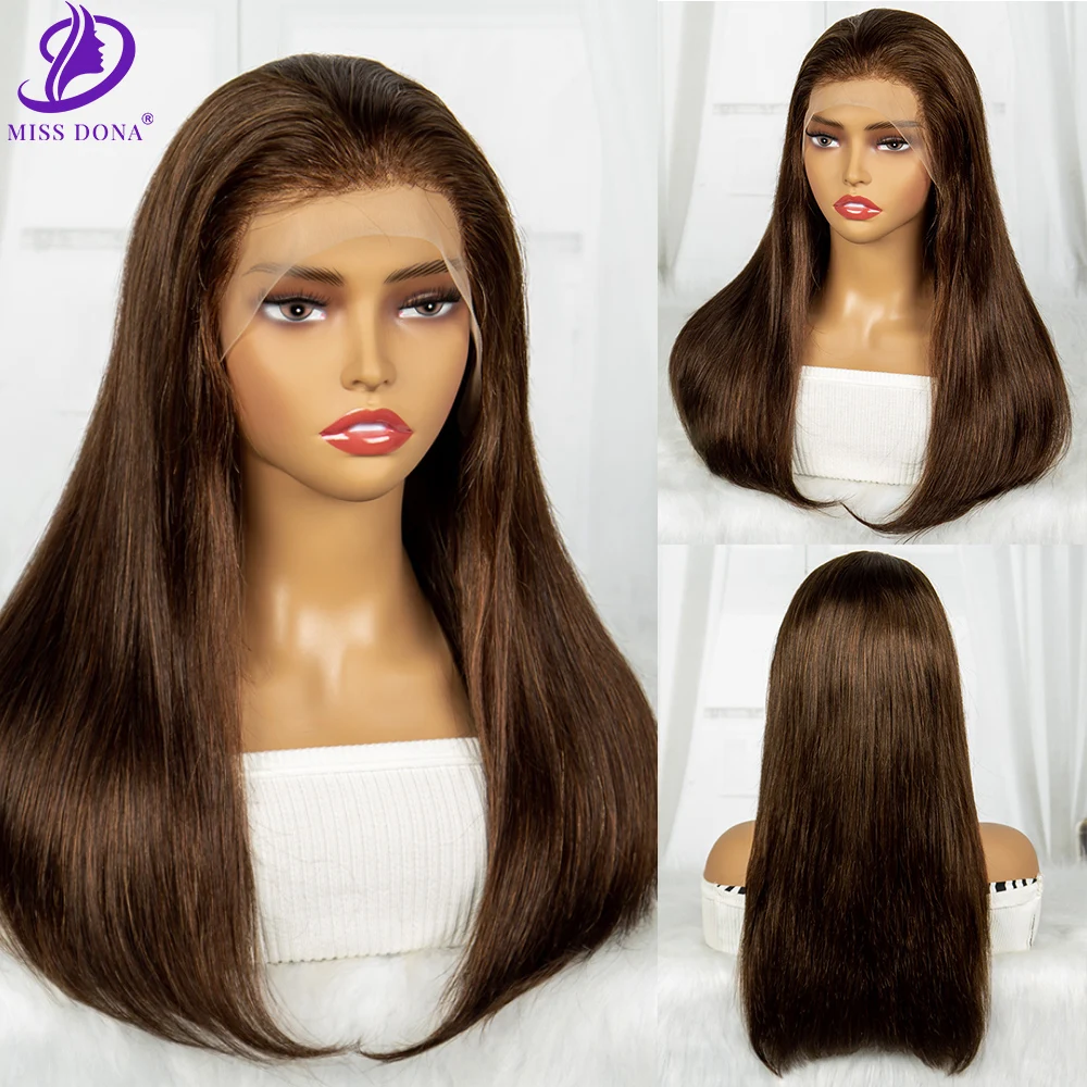 

12A Double Drawn 250% Density Straight Hair Wig 13*4 Lace Front Wig 12-24 Inches Chocolate Brown Human Hair Wig