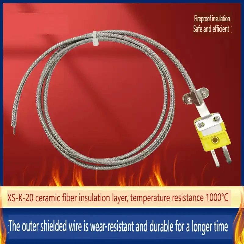 XS-K-20 High Temperature Measuring wire K Type Thermocouple Ceramic Fiber 1000 Degree Furnace Temperature Sensor