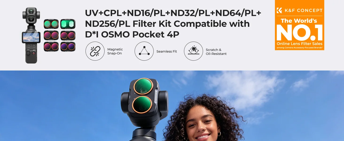 K&F Concept 2-in-1 ND CPL Filter-Set für DJI OSMO Pocket 4 Pro ND Filter-Set OSMO 4P Filter Pocket 4P Schwarzer Diffusionsfilter – Detail 8