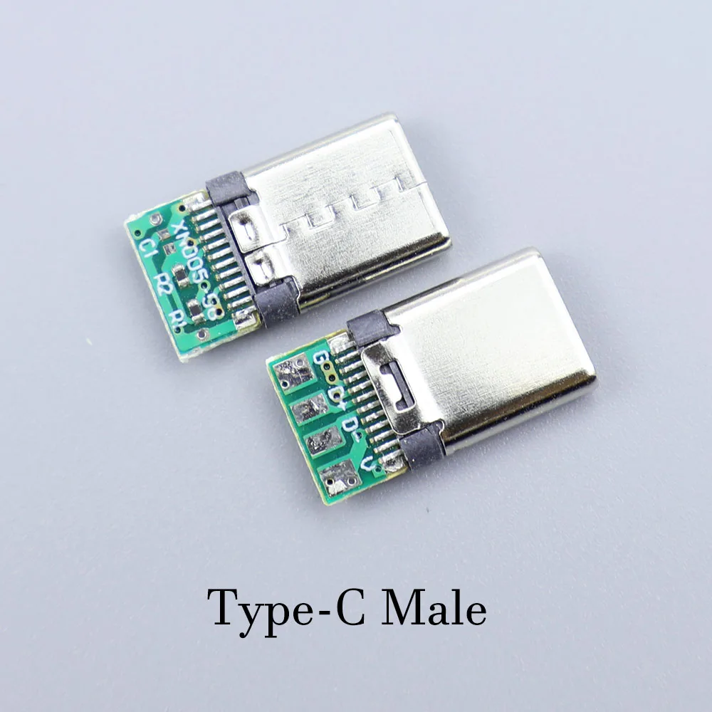 DIY Data Cable Support PCB Board USB 3.1 Type C Male/Female Connectors Jack Tail 24Pin USB Male Plug Electric Terminals Welding