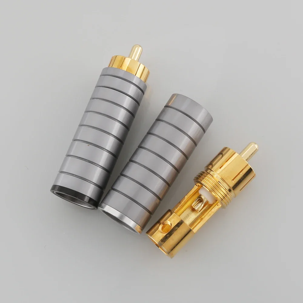 4x Premium RCA Phono Stecker vergoldet Solder Audio Anschlüsse 10mm RCA Kabel Pllug HIFI