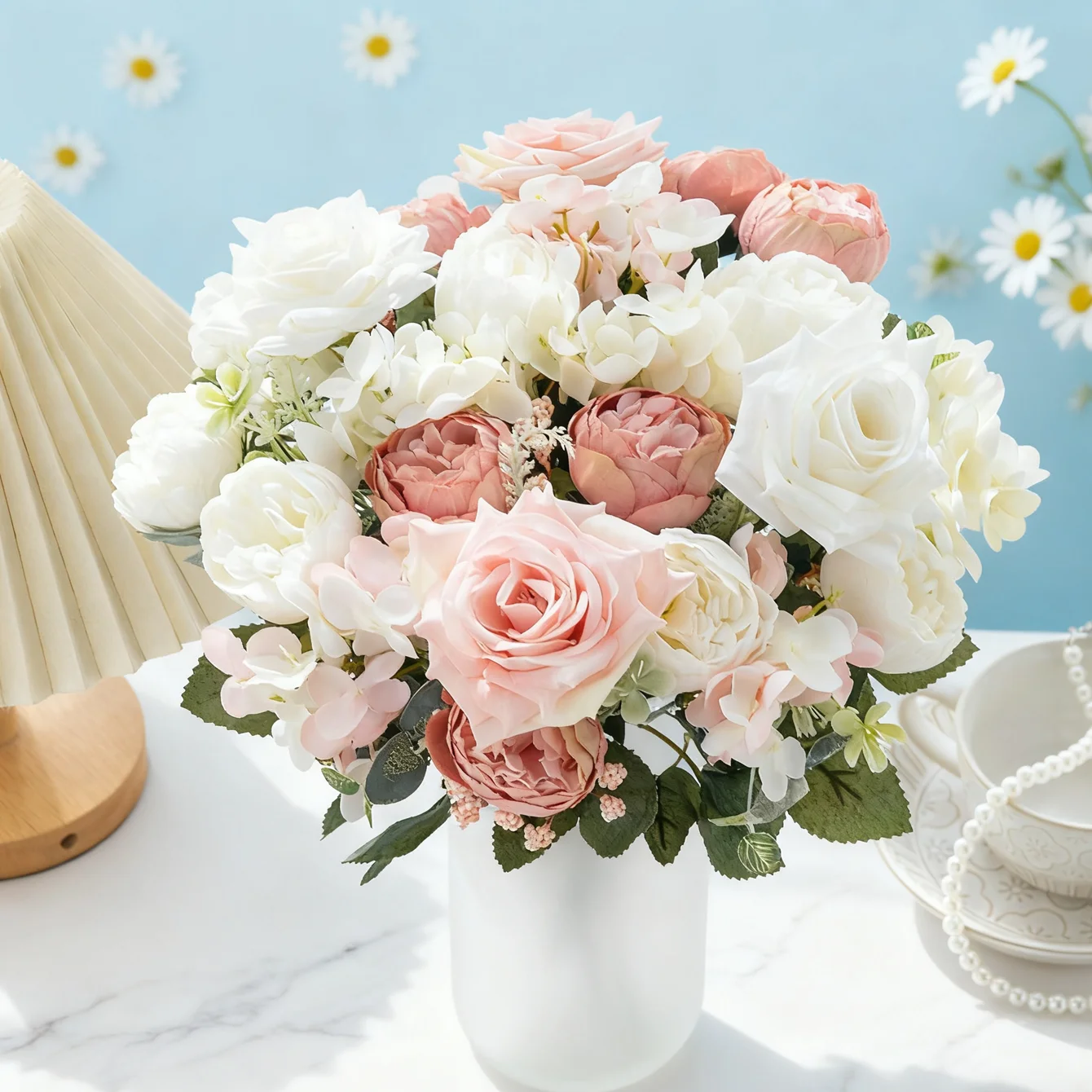 1/3PC Künstliche Blumen Seide Hortensien Hochzeit Kranz Hause Zimmer Garten Hof Rose Brautstrauß Festival Decora Vase Gefälschte pfingstrose