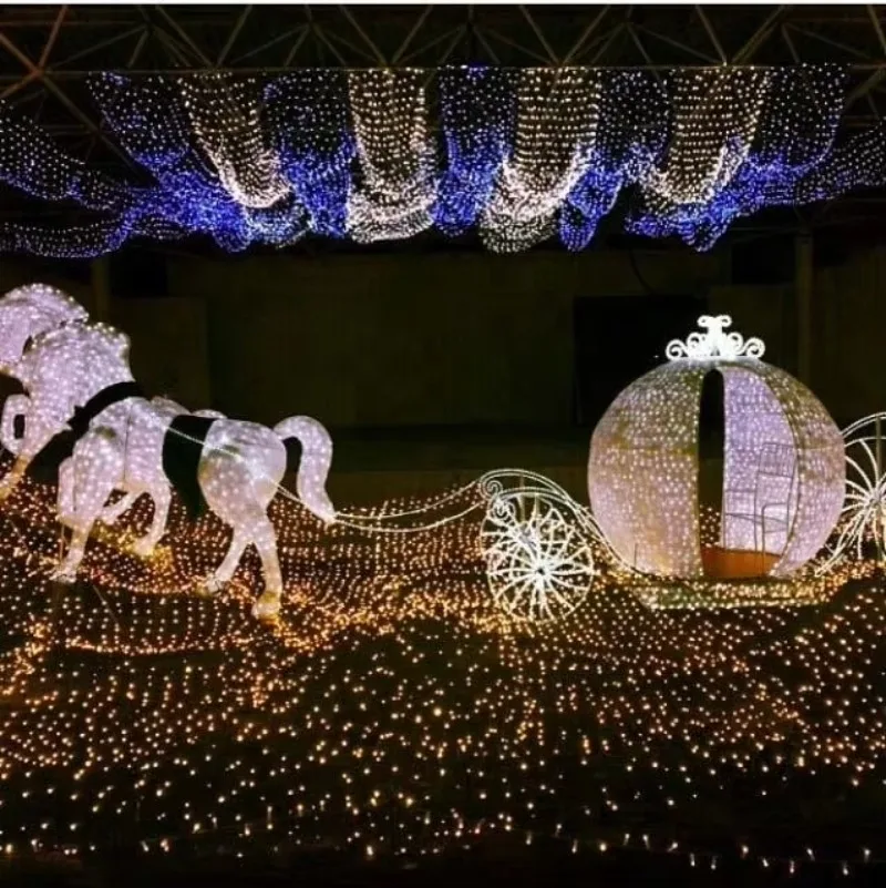 Permanent Outdoor Reindeer With Sleigh Led Christmas Lights