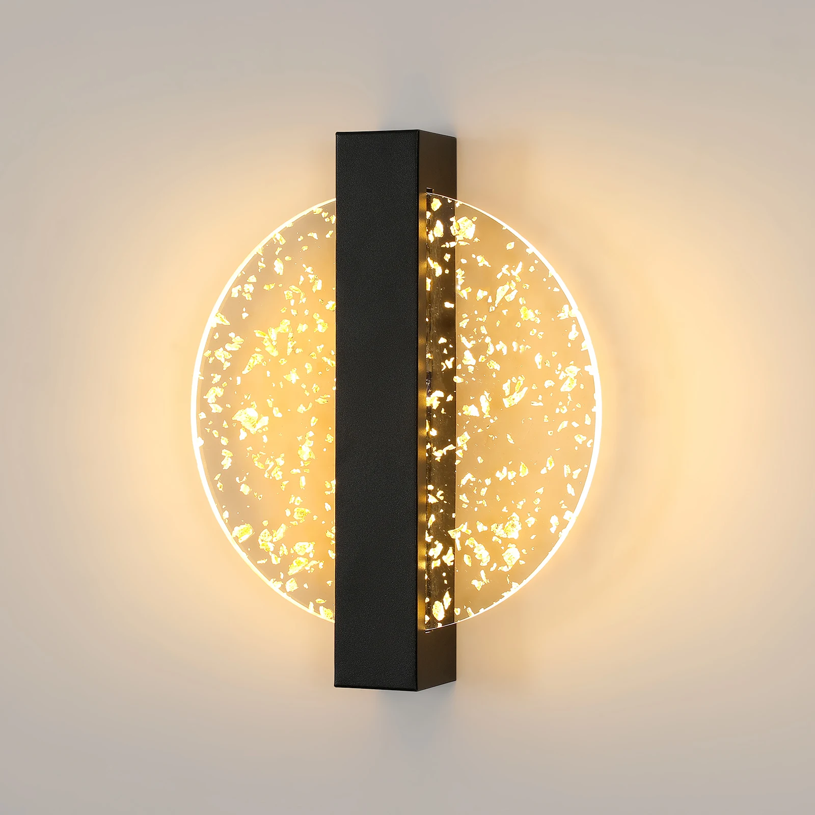 Innenwandleuchte 12 W 1500 lm, kreative schwarze runde LED-Innenwandleuchte, moderne LED-Wandleuchte