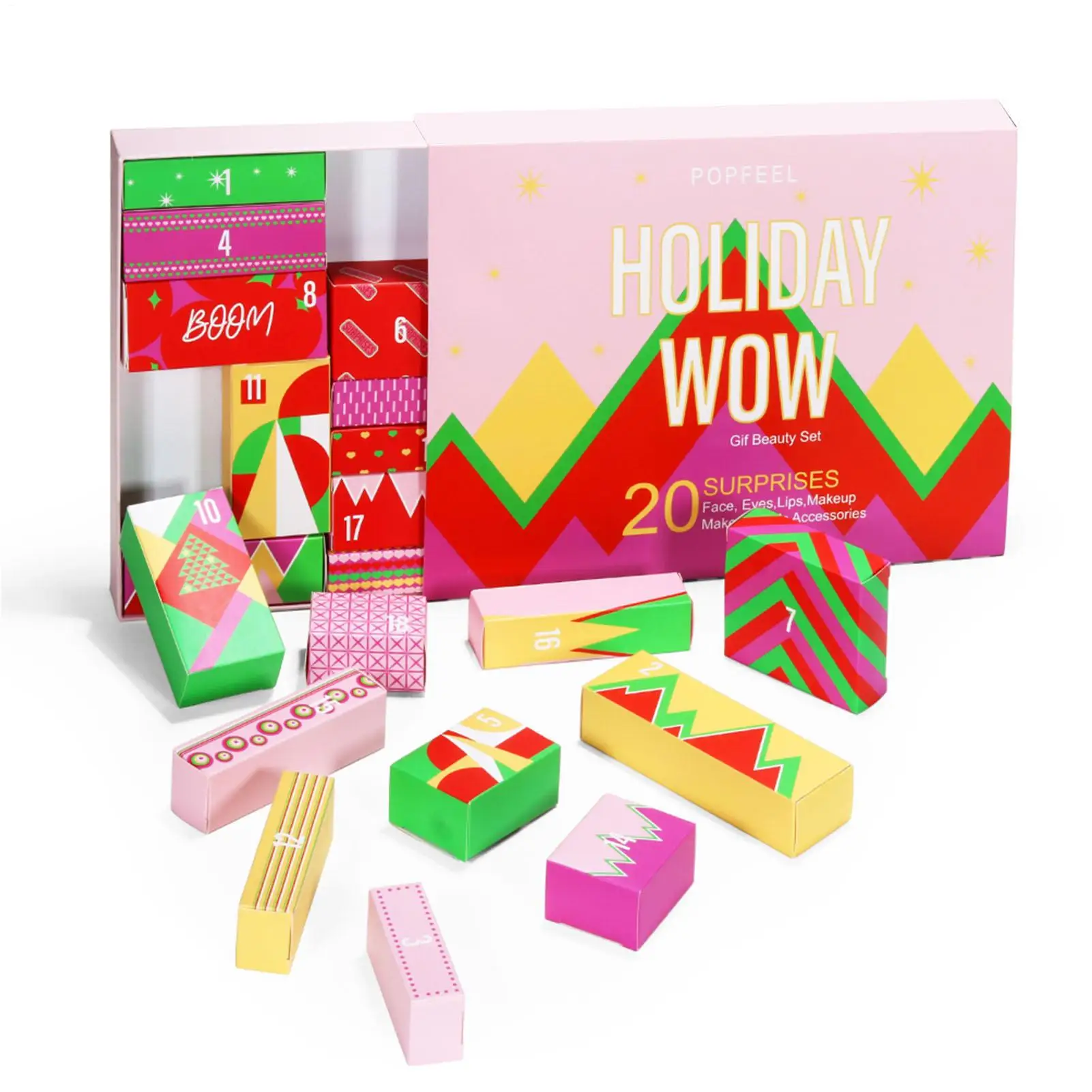 Adventskalender 2025, Make-up-Set, Weihnachts-Countdown-Kalender für Mädchen, Lippenstift, Lidschatten, Concealer, Kosmetik, Geschenkbox