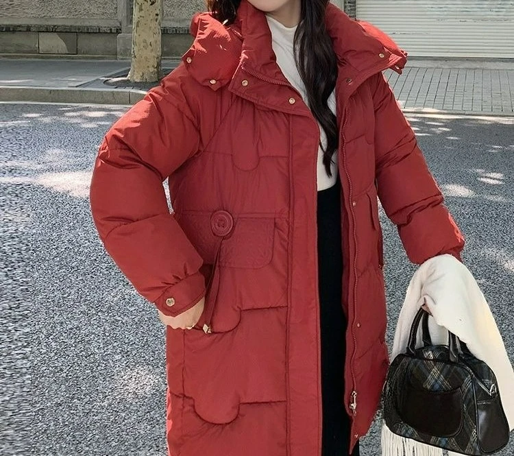 2025 الخريف والشتاء جديد فضفاض منتصف طول أسفل سترة بطة أسفل معطف دافئ المرأة #6