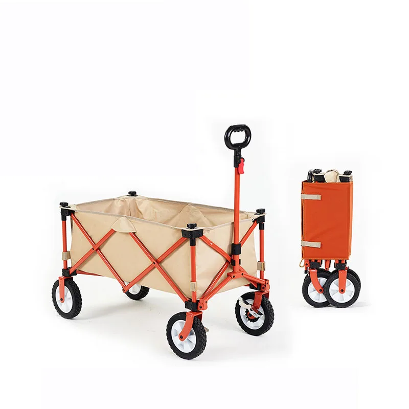 Bundled Folded Small Size Outdoor Folding Cart Camp Car Camping Picnic Four-wheel Trailer Fishing Rod Portable Shopping Cart